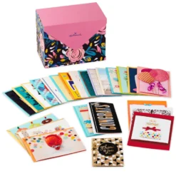 Hallmark Assorted Cards For All Occasions In Floral Organizer Box, Box Of 24
