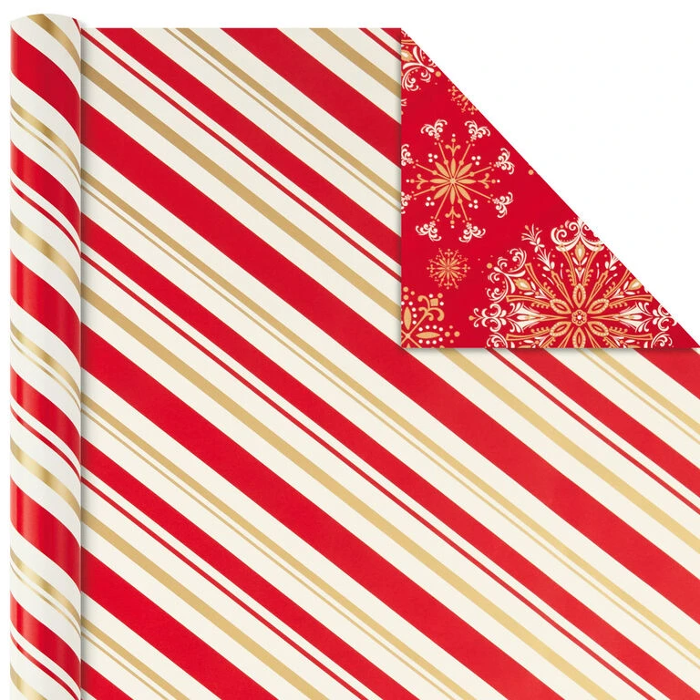 Hallmark Red And Gold 3-Pack Reversible Christmas Wrapping Paper, 120 Sq. Ft. - Image 5