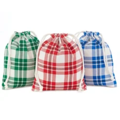 Hallmark 10" Assorted Plaid 3-Pack Fabric Gift Bags