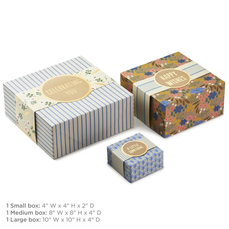 Hallmark 4", 8" And 10" Floral 3-Pack Gift Boxes With Bands - Image 4
