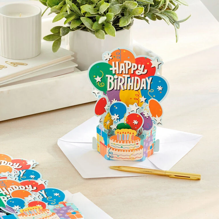 Hallmark Balloon Bouquet Boxed Pop-Up Birthday Cards, Pack Of 8 - Image 7