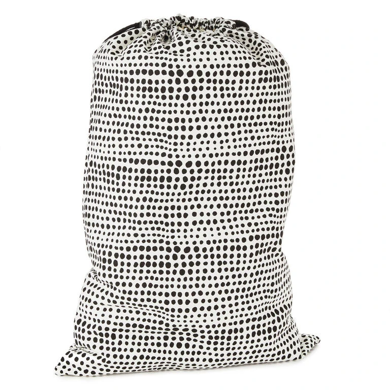 Hallmark 28" Black Dots With Heart Fabric Gift Bag With Tag - Image 2