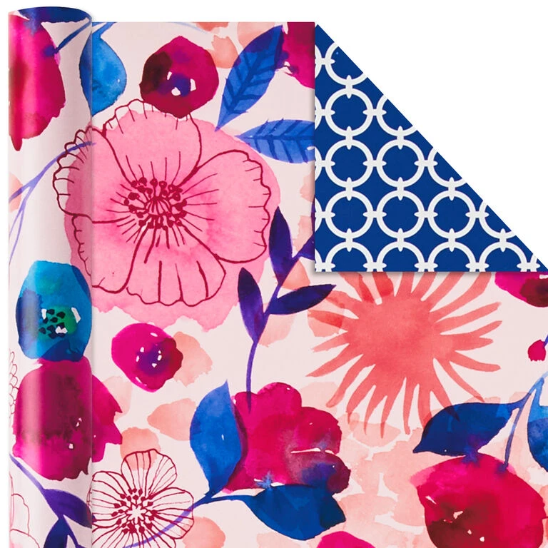 Hallmark Bright Florals 3-Pack Reversible Wrapping Paper, 120 Sq. Ft. Total - Image 6