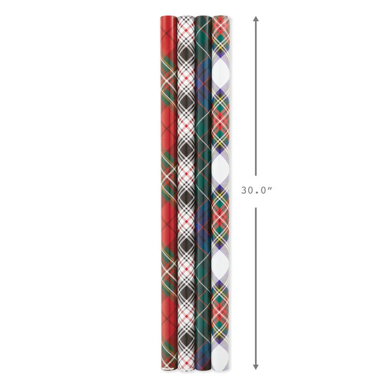 Hallmark Classic Plaids 4-Pack Wrapping Paper Assortment, 120 Sq. Ft. - Image 8