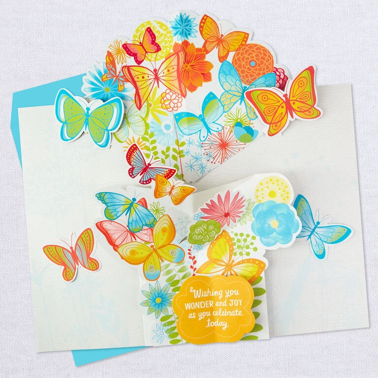 Hallmark 16" Joyful Butterflies Pop-Up Jumbo Birthday Card - Image 4