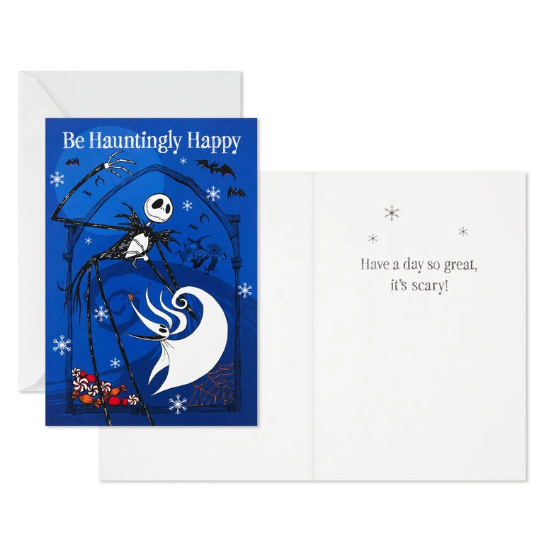 Hallmark Disney Tim Burton's The Nightmare Before Christmas Hauntingly Happy Boxed Cards, Pack Of 16 - Image 3