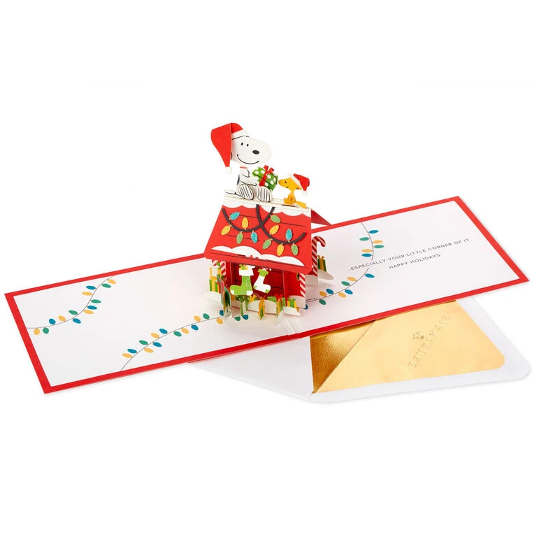 Hallmark PeanutsĀ® Snoopy Joy To The World 3D Pop-Up Christmas Card - Image 3