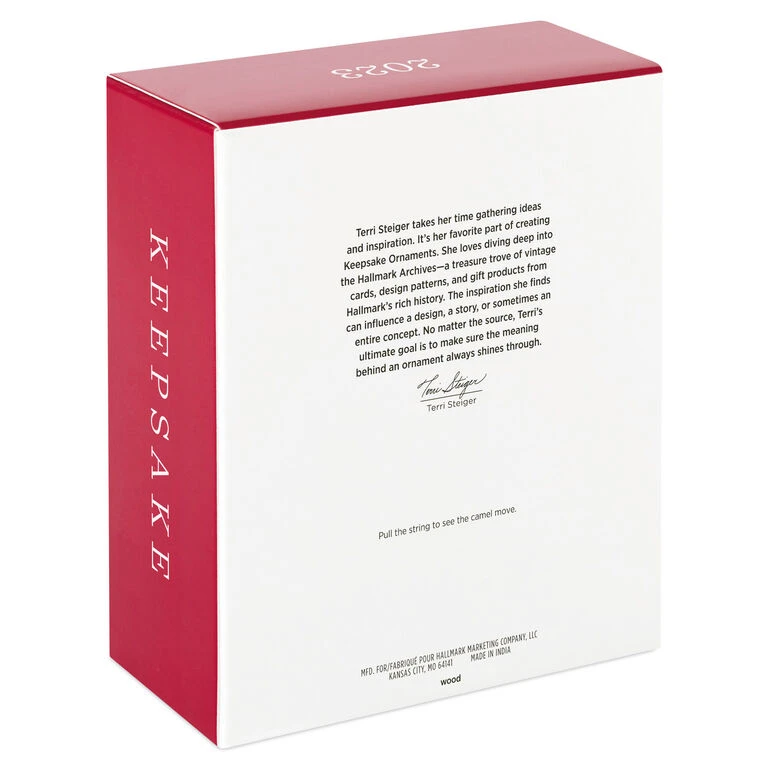 Hallmark Pull-String Camel With Santa Wood Ornament - Image 5