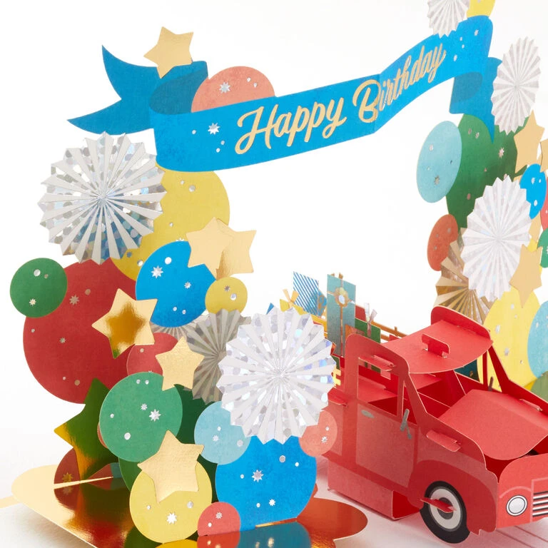 Hallmark Celebrating You Red Truck And Banner 3D Pop-Up Birthday Card - Image 4