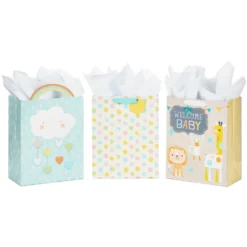 Hallmark 13" Welcome Baby 3-Pack Assorted Gift Bags With Tissue