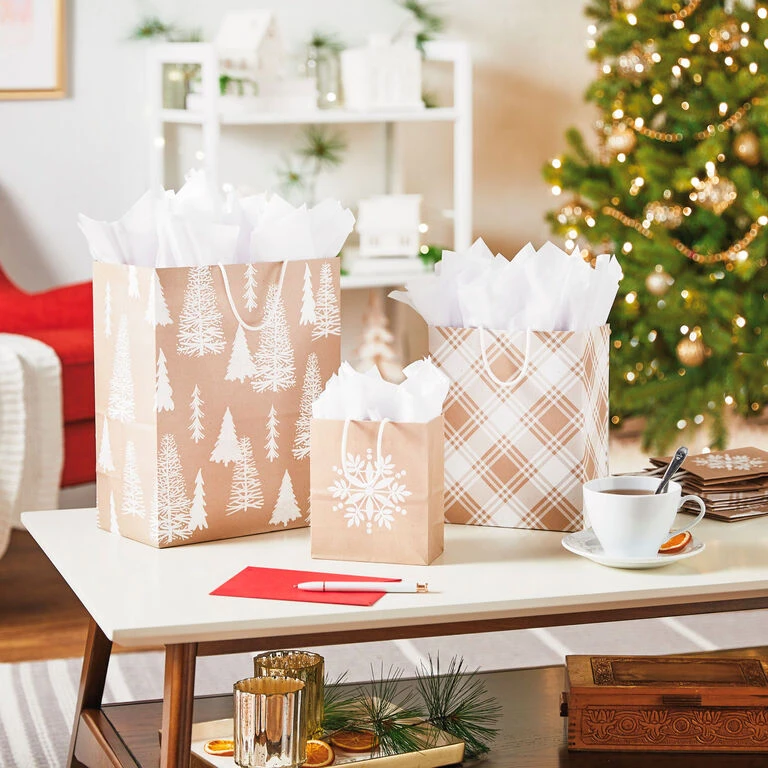 Hallmark Christmas Kraft 8-Pack Holiday Gift Bags, Assorted Sizes And Designs - Image 2