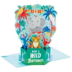 Hallmark Wild Animal Party Boxed Pop-Up Birthday Cards, Pack Of 8